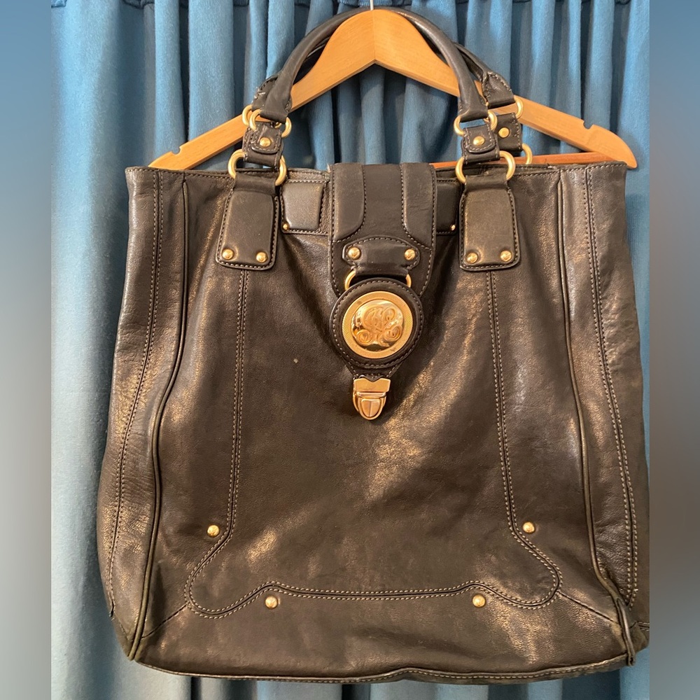 Juicy Couture Black Leather Tote Bag